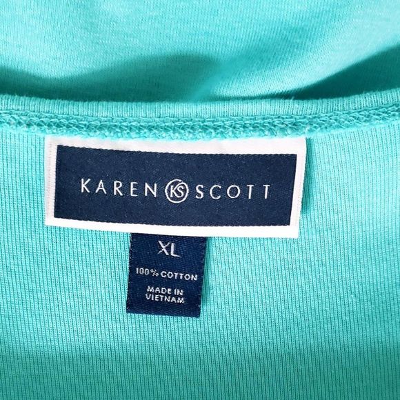 Karen Scott Mint Beaded Top NWOT - Picture 9 of 9